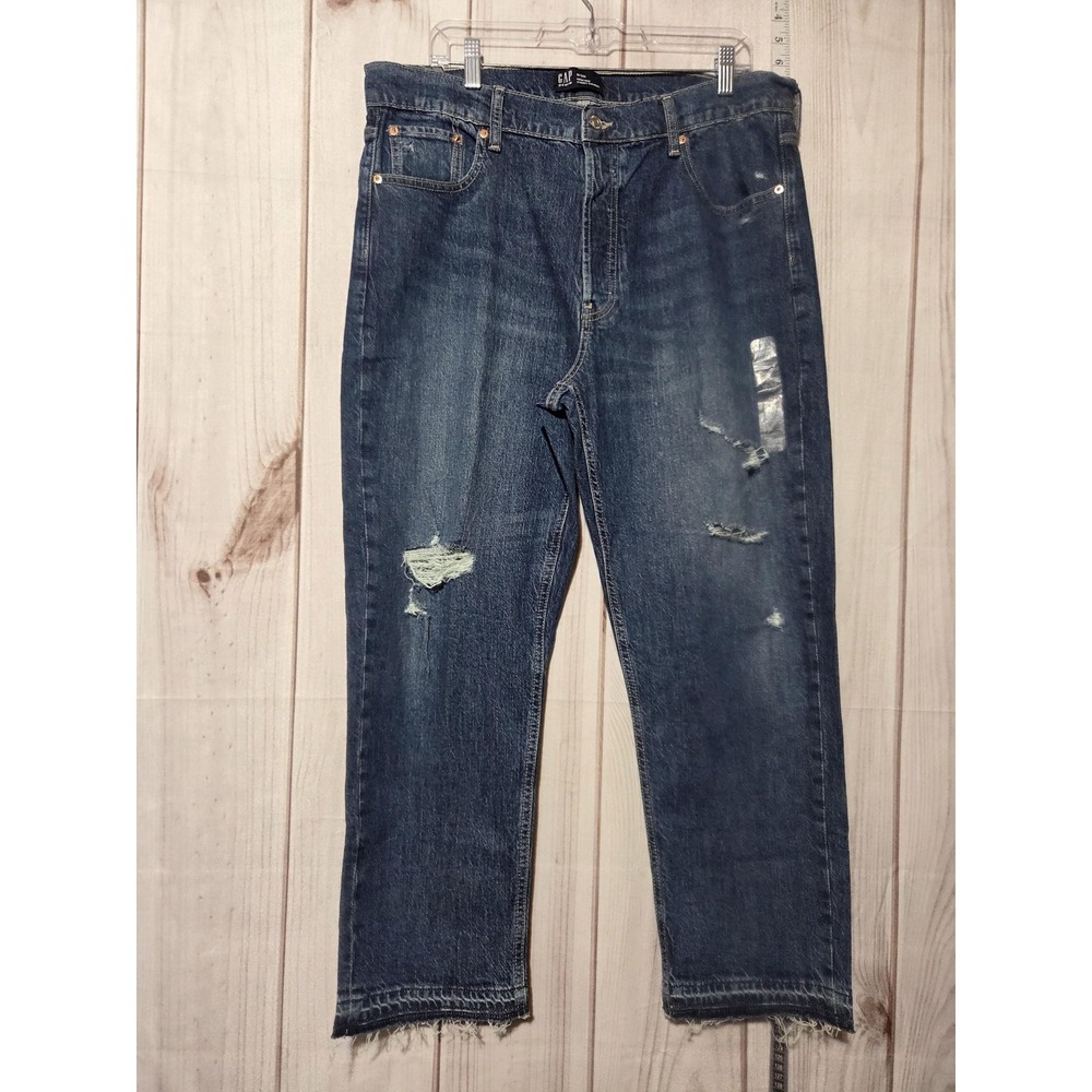 GAP Jeans‎ Womens 16/33R High Rise Cheeky Straight Distressed Frayed Hem